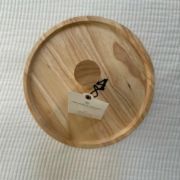 Hearth & Hand with Magnolia Two Tiered Wood Serving Tray Round Shape NWT - Picture 4 of 15